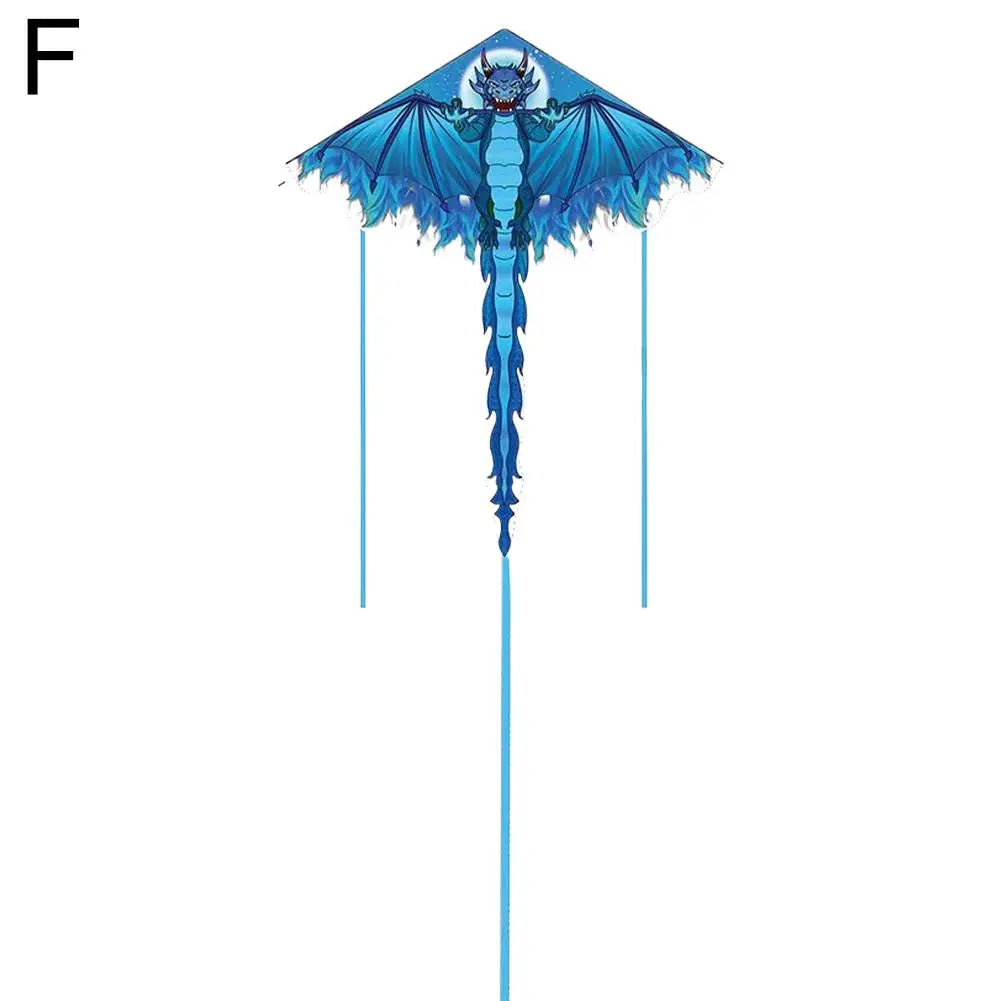 Blue dragon-shaped kite on a white background