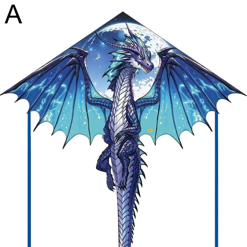 Blue dragon kite with detailed design on a white background